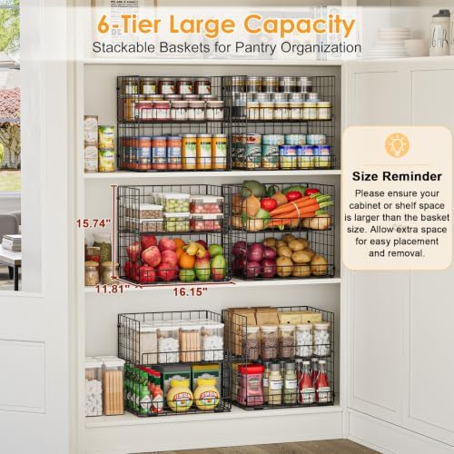 JKsmart 6-Tier XXL Stackable Wire Basket, Snack Organizer for Countertop