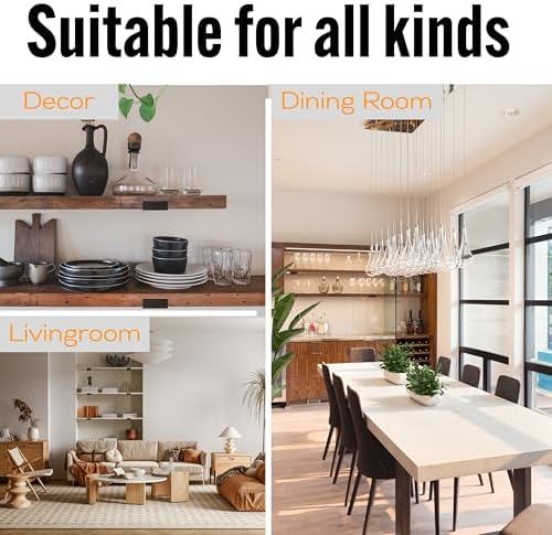 EVALD Floating Shelf Brackets w/Lip | Hidden Black Carbon Steel Brackets for 10" Board (9 2/7" True Size) Kitchen, Nurse