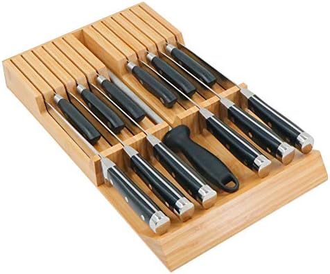 Utoplike In-Drawer Knife Block Bamboo Drawer Organizer, 12 Knives Holder