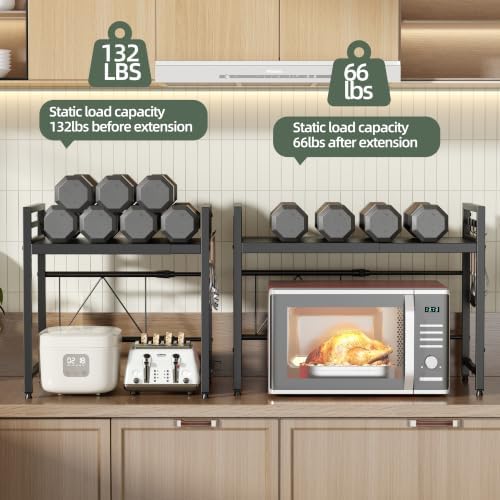 NETEL 2 Tier Expandable Microwave Stand countertop,Microwave Oven Rack