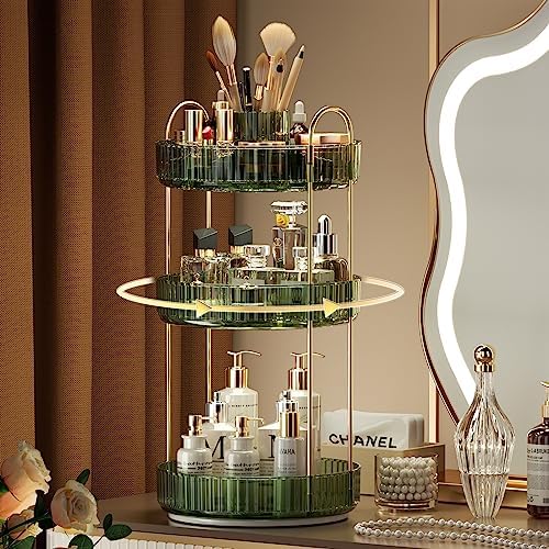 YCIA&DONE Rotating Makeup Organizer for Vanity, Large Capacity Make Up Storage Skin care Shelf Perfume Holders Cosmetic 