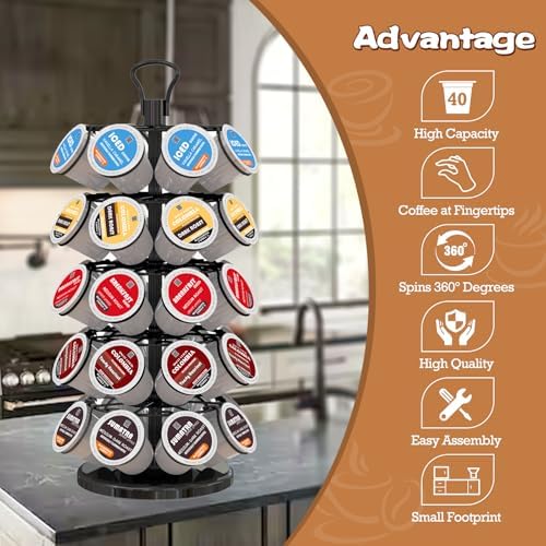 K Cup Holder 40 Pods Capacity, Coffee Pods Holder Storage Organizer Stand