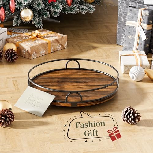 LAMU 10'' Rotating Lazy Susan Organizer, Wooden Lazy Susan Turntable