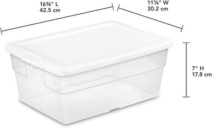 Sterilite 24-Pack 16 Quart Storage Box, Stackable Clear Plastic Bins with Snap-On Lids - Heavy-Duty Organizing Containers for Closet, Bathroom, and Office