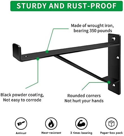 Heavy Duty Shelf Brackets 16 inch, Industrial Wall Brackets with Lip Metal Storage Brackets Outdoor/Indoor Include Screw