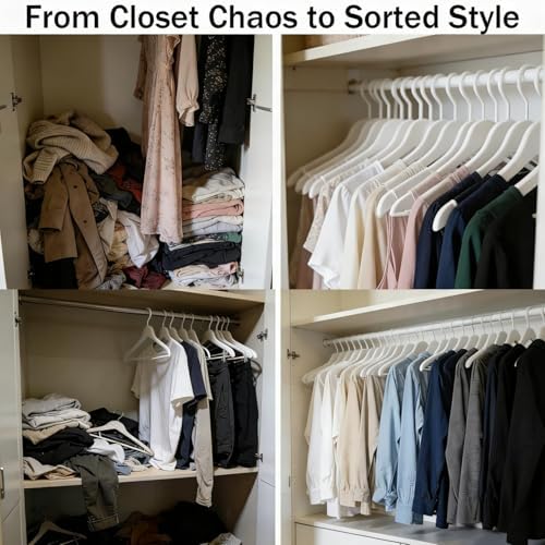 30 Pack Maple Wooden Hangers, Natural Wood Clothes Hangers with 360° Swivel Hook, Non-Slip Shoulder Notches, Durable Hea