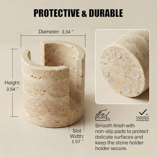 Luxury Natural Travertine Sponge Holder for Kitchen Sink, Minimalist Wabi-Sabi Hand-Carved Stone Sponge Caddy, Heavy Dut