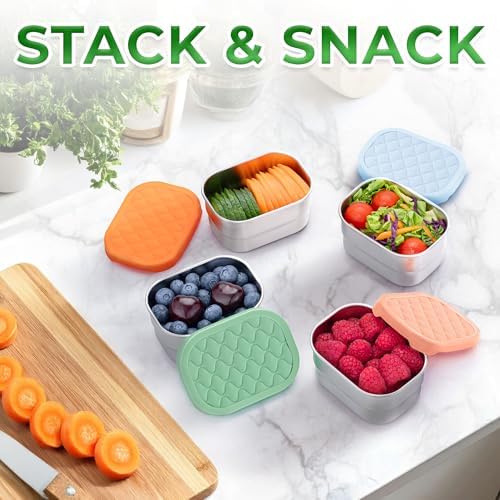 Small Metal Snack Containers - Stainless Steel - 8 oz, 4 PK, Fall Fest