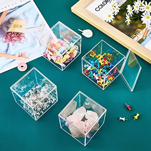 Blulu 8 Pcs Clear Acrylic Box with Lid, 3.3 x 3.3 x 3.3 Inch, Classic Style