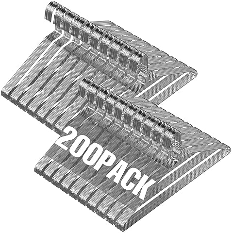 SPECILITE Wire Metal Clothes Hangers Bulk 200 Pack, Ultra Thin, Silver