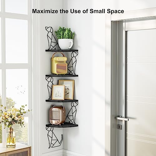 Alsonerbay 4-Tier Dog Shaped Corner Shelf Wall Mount, Black