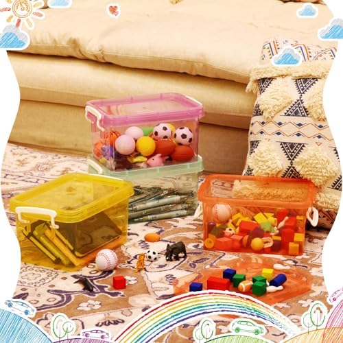 Wenqik 12 Pack Colorful Plastic Storage Bins with Lids, Colorful