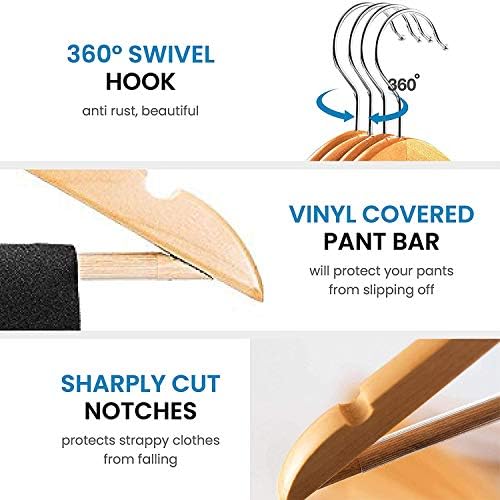 Lotus Wooden Hangers, Solid Wood Shirt Hangers,Dress Coat Jacket Clothes Hangers,with Extra Smooth Finish, 360 Degree Sw