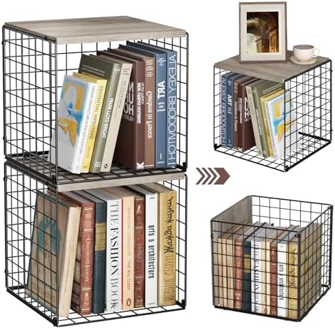 Dmevkic 2 Cube Small Bookcase,Bookshelf for Small Spaces Book Shelf,12.2 x 12.2 x 12.2, DIY Variable Stackable Cube Stor