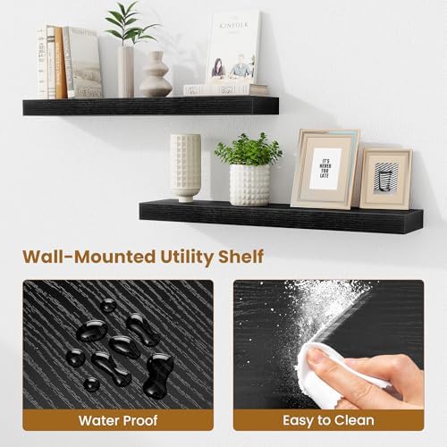 Fun Memories Floating Shelves 30 Inch, Wall Mounted Wood Shelf Set of 2, Farmhouse Decor for Bathroom, Bedroom, Kitchen,