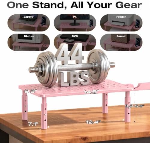 Computer Monitor Stand Riser for Desk, 3 Height Adjustable PC Laptop TV Desktop Monitor Stand Shelf, Metal Printer Table