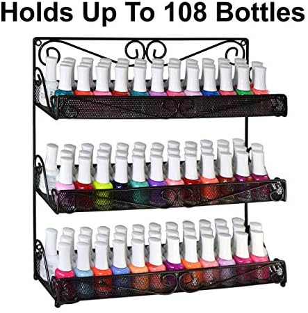 AMT 3 Tier Nail Rack, Pack Metal Wall Mount Organizer, Essential Oils Organizer, Pantry Cabinet Door Shelf Storage. Hang