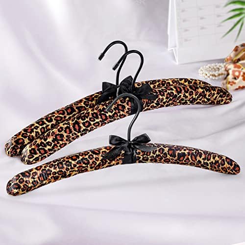 TOPIA HANGER Satin Padded Hangers for Women Clothing 17inch 10 Pack Leopard
