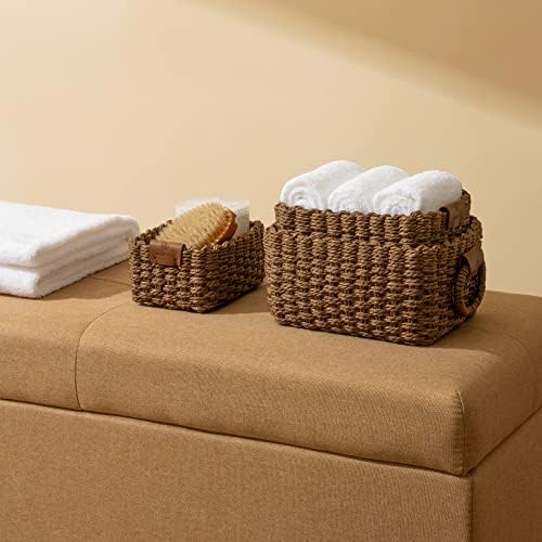 LA JOLIE MUSE Small Wicker Baskets for Organizing, Brown 3 Pack