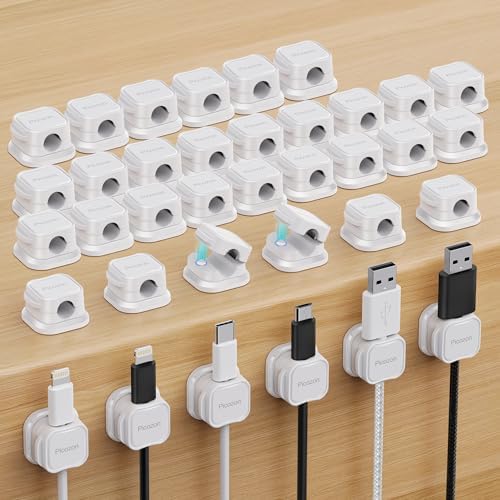 36 Pack Magnetic Cable Clip Organizer Cord Holder, Picozon Adhesive Cable Management, Wire Phone USB Charger Cable Holde