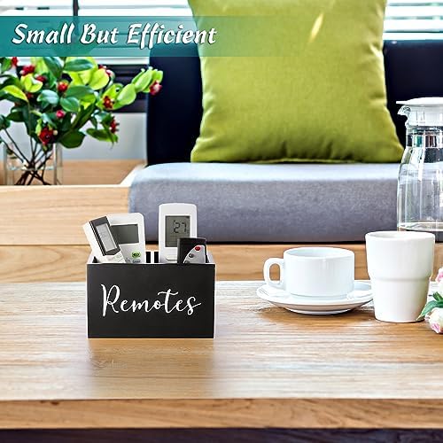 DRASTAR Remote Control Holder, Wood TV Remote Holder, Remote Storage Caddy, Remote Control Organizer (Black, 2 Slots)