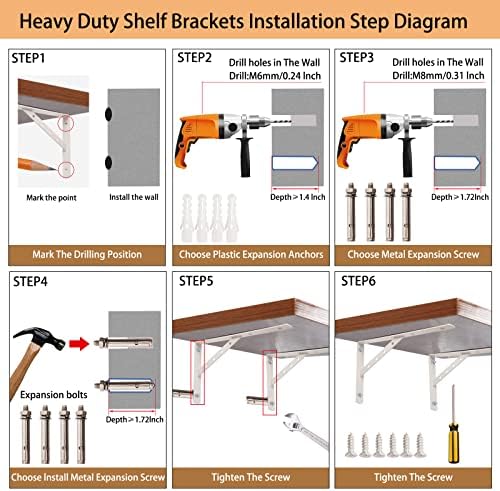 Shelf Brackets 14 Inch, Heavy Duty 90 Degree Floating Wall Shelves Brackets Triangle Shelf Brackets, Solid Stainless Ste