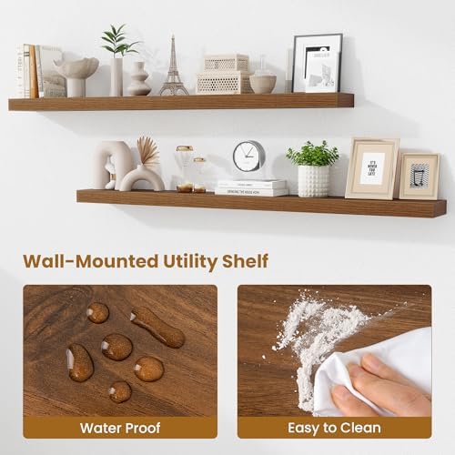 Fun Memories 60 Inch Fireplace Mantel Set of 2, Long Floating Shelf for Bedroom|Living Room, Wall Mounted Farmhouse Disp
