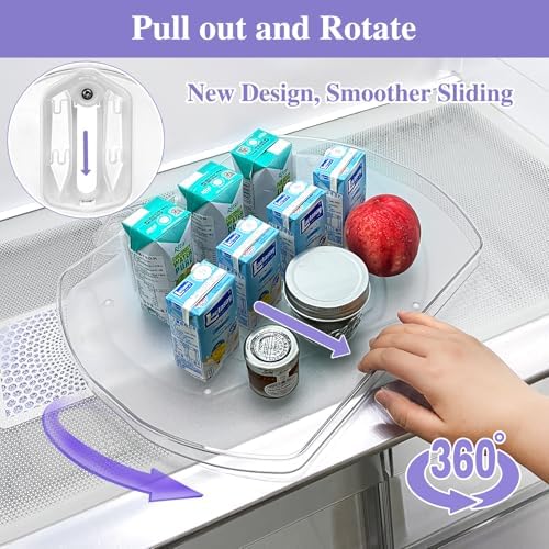 Incostar 360° Rotating Lazy Susan Turntable - Multifunctional Rectangular Organizer for Refrigerator, Cabinet, Pantry, a