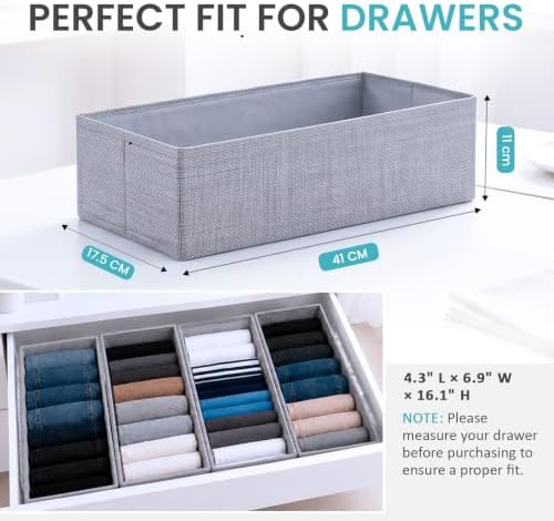 ZENO Drawer Organizer for MALM Furniture - 4 Pack Clothes Organizer and Storage - Fabric Closet Divider Baskets for Underwear, Socks & Clothes - Nursery Dresser & Wardrobe Organization System