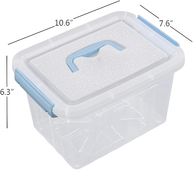 Gloreen 6 Quart Clear Storage Bins with Lid, Plastic Stackable Storage Container Box, 6 Packs