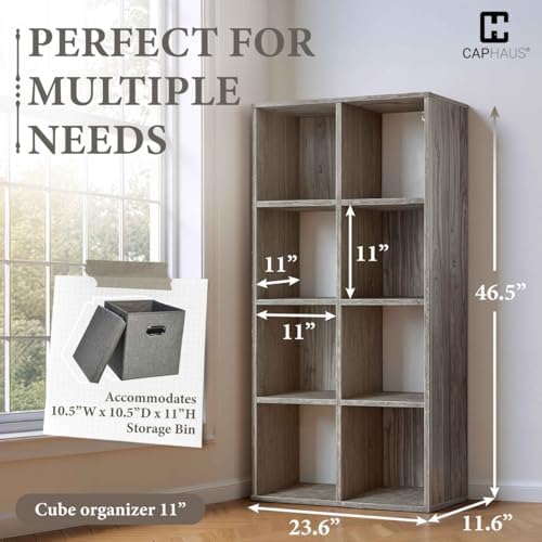 Fencer Wire 11-Inch Cube Storage Organizer Shelf w/Back, with Exterior Edge, Room Storage Shelves Divider, Bookcase, 8-C