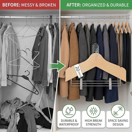 US TECH Heavy Duty Plastic Hangers with Adjustable Clips 10 Pack | Non Slip, Slim Design with Anti Rust Hook | Thin Hang