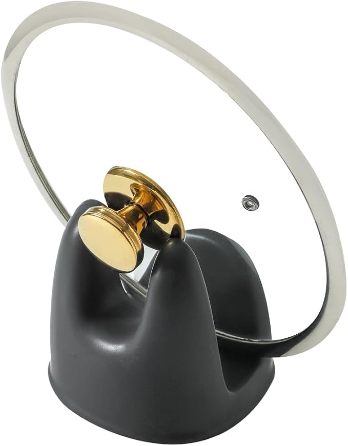 Nihow Ceramic Pot Lid Holder While Cooking for Kitchen Counter/Stove Top | Matte Black,Stable, Dishwasher Safe, Keep Counter Top Tidy and Clean,Water Proof,Saving Space,Heat Resistant