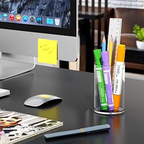 NIUBEE Acrylic Pen Holder for Desk, Clear Pencil Cup Organizer for Office
