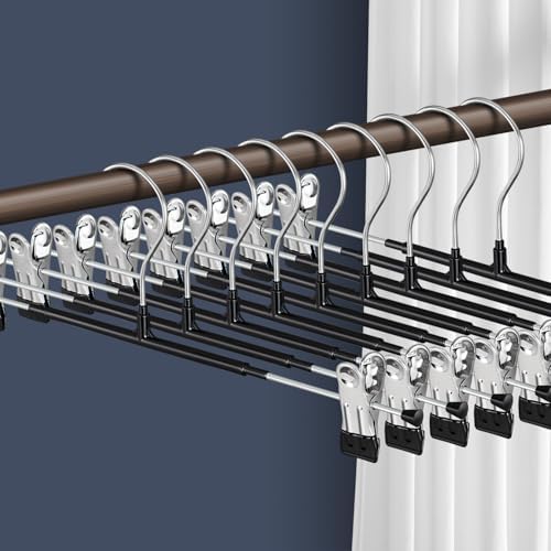 16 Inch Pants Hangers with Clips Skirt Hangers 10 Pack, Black
