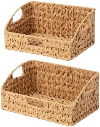 GRANNY SAYS Wicker Storage Basket, Trapezoid Woven Baskets for Storage