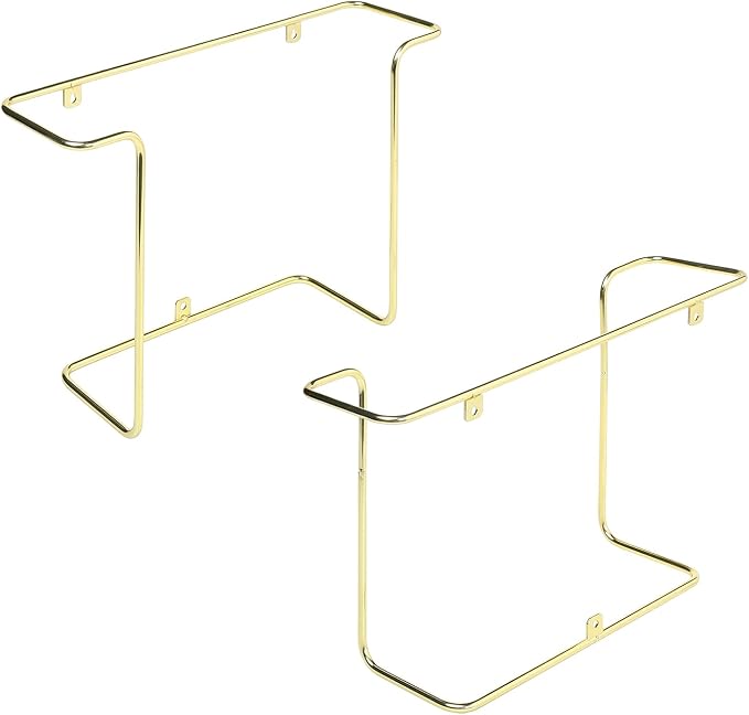 MyGift Modern Metal Wire Wall Mounted Vinyl Records Storage Racks, Hanging LP Record Holders, Floating Album Cover Display Shelves, Set of 2 (Brass-2 Pcs)