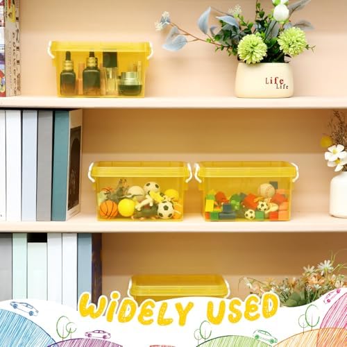 Wenqik 6 Pack Colorful Plastic Storage Bins with Lids, Yellow