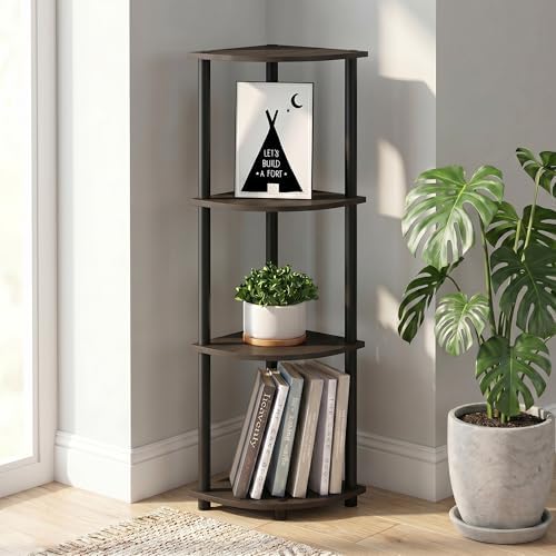 4-Tier Corner Bookshelf, Corner Shelf for Organization and Storage, Display Storage Shelves with Open Shelves, Home Offi