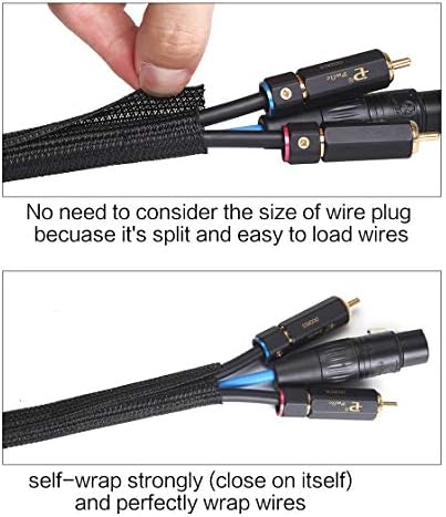 Alex Tech 10ft - 1.25 inch Cord Protector Wire Loom Tubing Cable Sleeve Split Sleeving for USB Cable Power Cord Audio Vi