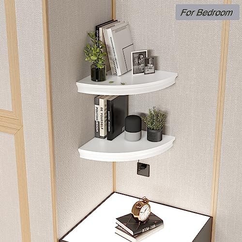 HAO Floating Corner Shelf Invisible Wall Mounted Shelves Radial Shape Cable Wire Hole Pattern Perfect for Bedroom Bathro