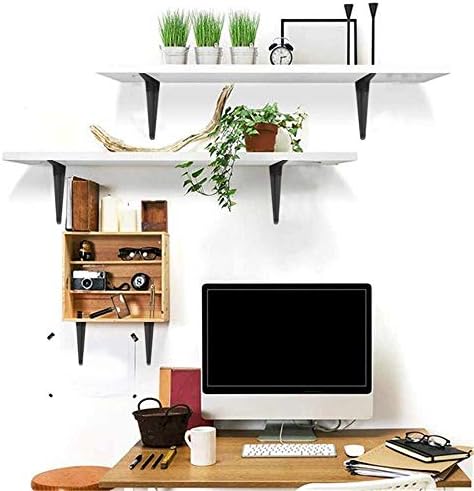 20 Pack Shelf Brackets 12 inches, Heavy Duty Black Iron Metal Floating Shelf Bracket, Rustic Farmhouse Decorative L Brac