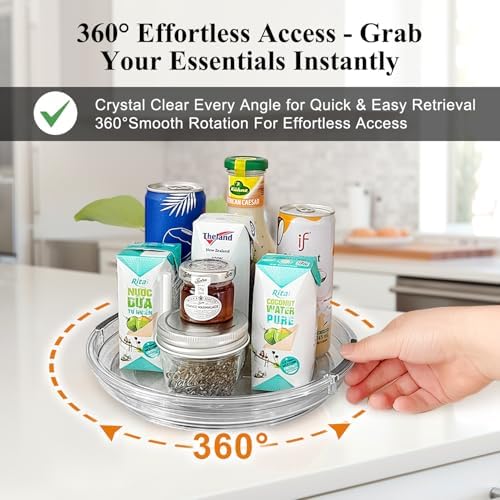 INCOSTAR Lazy Susan 2 Pack, 9 Inch Clear Turntable for Kitchen Cabinet
