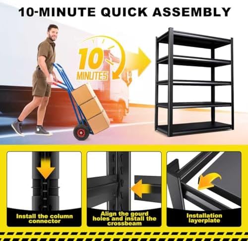 Set of 2 Garage Shelving-2050 lbs 5 Tier Storage Shelves,Adjustable Heavy Duty Metal Shelving Unit and Storage Large Rac