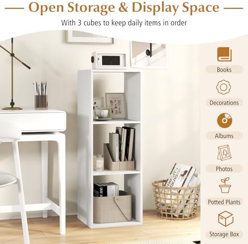 3 Cube Storage Organizer, Floor Standing Bookcase (White)