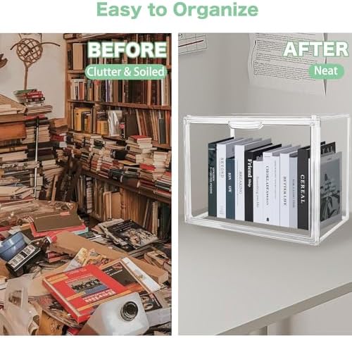 2 Pack Acrylic Display Case, Stackable Clear Book Storage