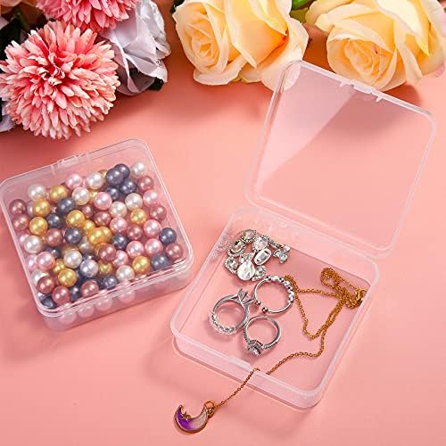 Jetec 18 Pieces Small Clear Plastic Storage Box, 3.3 x 3.3 x 1.1 Inch