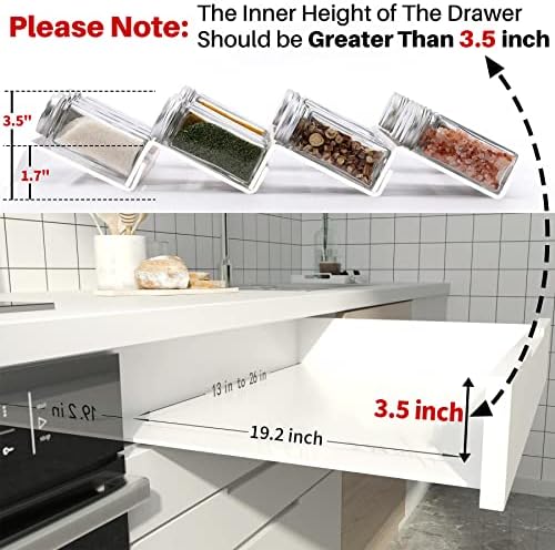 MIUKAA Clear Acrylic Spice Drawer Organizer, 4 Tier- 2 Set Expandable From 13" to 26" Drawer Seasoning Organizer, Kitche