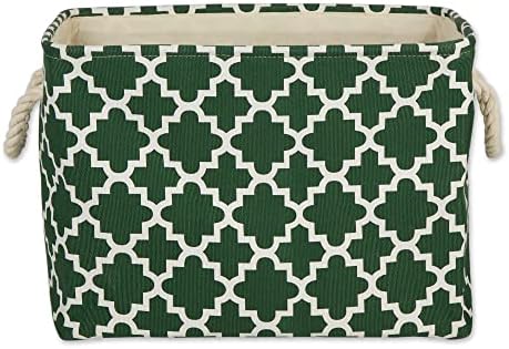 DII Polyester Container with Handles, Lattice Storage Bin, Large, Hunter Green