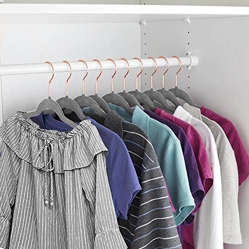 VECELO Premium Velvet Suit Hangers Heavy Duty (50 Pack) - Non Slip & Space-Saving Clothes Hangers with 6 Finger Clips and Tie Rack Excellent for Men and Women (Gray)